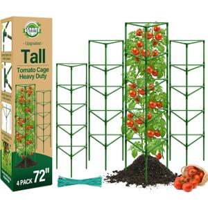 Halatool 72 Inch Tall Tomato Cages Heavy Duty, 4 Pack Metal Adjustable Plant Support Stakes for Pots, Large Trellis for Garden Climbing Vegetables Cucumbers Flowers Fruits