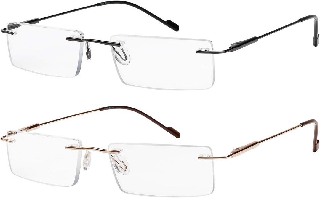 Success Eyewear Reading Glasses 2 Pair Rimless Ultra Lightweight Readers for Men and Women
