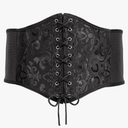 XZQTIVE Womens Corset Belt, Wide Elastic Lace Up Pirate Corset for Dress Black Renaissance Waist Cinch Belt for Costume