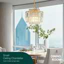 Modern 12.8“ Gold Crystal Chandelier Ceiling Light Fixtures for Dining Room Luxury Glam 4-Light Crystal Chandeliers Lighting for Bedroom Entryway Hallway Living Room Kitchen Island Foyer