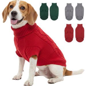 Thick Knit Dog Sweater, Warm Turtleneck Pullover Winter Sweaters for Small, Medium & Large Dogs, Cute Knitted Pet Clothes for Puppy, Holiday Costume Outfit for Boy & Girl Pet Beagle, Red XL