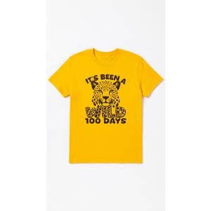 100th Day Of School Wild 100 Days Leopard Cheetah Tiger Lion T-Shirt, Yellow, Large, Youth