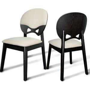 Modern Dining Chairs Set of 2 Wooden Upholstered Kitchen Chairs with Back Farmhouse Dining Room Chair for Kitchen Dining Room Restaurant (Apricot)