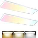 AIKVSXER 1x4 LED Flat Panel Light Surface Mount Ceiling Light, 5500LM 50W TRIAC 10-100% Dimmable, 3000/4000/5000k Selectable, 120V LED Kitchen Ceiling Lights Fixtures for Garage/Laundry 2PACK Golden