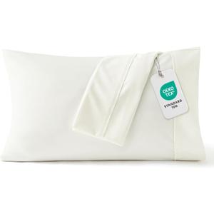 Bedsure Pillow Cases Standard Size Set of 2 - Ivory White Brushed Microfiber Pillowcases, Super Soft and Cozy Pillow Case Covers with Envelope Closure for Kids, Wrinkle, Fade Resistant, 20x26 Inches
