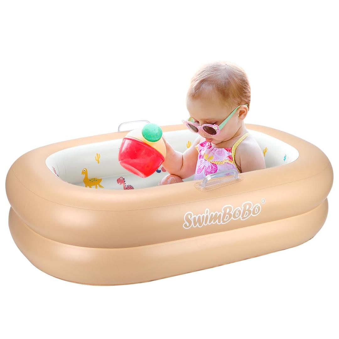 Swimbobo Inflatable Baby Bathtub  Soft, Portable Baby Bath for Infants and Toddlers, Easy to Inflate, Waterproof, Ideal for Home and Travel (Basic)
