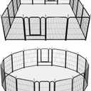 PawGiant Heavy Duty Metal Dog Fence Playpen, 32" Tall 16-Panel Pet Enclosure for Small/Medium Dogs, Indoor/Outdoor, Easy Assemble, RV Camping, Yard, Garden, Secure Play Area, Adjustable Shape & Size
