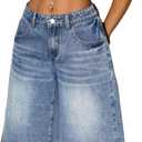 WDIRARA Women's Low Rise Baggy Denim Shorts Wide Leg Bermuda Jean Shorts (26)
