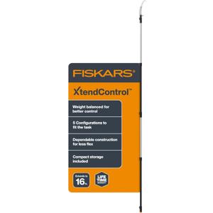 Fiskars XtendControl Extendable Tree Pruner (12 ft), Pole Saw, Adjustable Branch Trimmer with 15" X1 Saw, 3-6 ft Extension Poles, and Secure Locking System for Precision Cutting