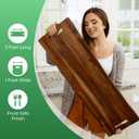 Large Acacia Serving Board with Handles, 36 x 12 Inch Rectangular Charcuterie Platter, Natural Wood Server for Meat, Cheese Board, and Party Appetizers, Extra Long 3ft