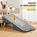 Dog Stairs for Small Dogs 16" H - Upgraded Non-Slip Dog Ramp for Couch, Foldable 2-in-1 Pet Ramp and Ottoman, Pet Stairs for Puppy, Pet Steps with Solid Wood Frame (Grey)