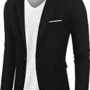 COOFANDY Men's Blazer Casual Sport Coats Slim Fit One Button Suit Jacket Lightweight Sports Jacket (Large, Dark Black)