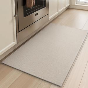 tchdio Kitchen Mats for Floor, Rubber Backed Kitchen Rugs Non Slip Washable, Superior Absorbent Kitchen Runner Rug Easy to Clean, Comfort Kitchen Floor Mat Front of Sink (Beige, 20"  47")
