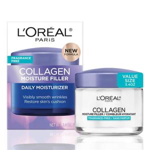 L'Oreal Paris Collagen Moisture Filler Face Cream, Anti-Aging Face Moisturizer, Non-Greasy Fragrance Free Skin Care Formula For Up to 48HR Hydration, 3.4 Oz (3.4 Ounce (Pack of 1))