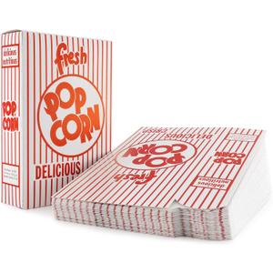 Snappy 3.5-E Red and White Close Top Popcorn Boxes, 1.8 oz, Concession and Movie Theater Style, 500 Count