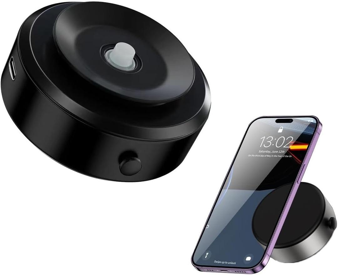 Electric Vacuum Magnetic Suction Phone Mount, Hands-Free Magnetic Cell Phone Holder for Car/Gym/Kitchen/Mirror/Bath/Smooth Surface, Compatible with iPhone & Android (Black)