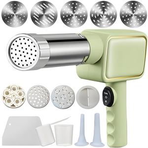 Electric Pasta Maker, Handheld Pasta Maker Machine, All-In-One Cordless Noodle Machine, with Shaping Molds And Cutter,Green