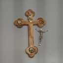 Jerusalem Olive Wood 7" Cross 14 Stations Crucifix from Bethehem with Holy Land Essences