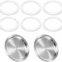 8 Pcs Moka Pot Filter Replacement Part Compatible with Bialetti 3/4 Cups Moka Express(Includes 6 Gaskets & 2 Plates), Compatible with Fiammetta, with Break, with Happy, with Dama, with Moka Melody
