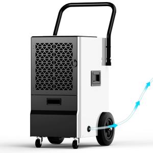 EUHOMY 160 Pints Commercial Dehumidifier for Basement,Large Dehumidifier for Basement With Drain Hose,Timer and 4 Wheels,Industrial Dehumidifiers for Flood Repair,Drying Basement,Warehouse and Factory