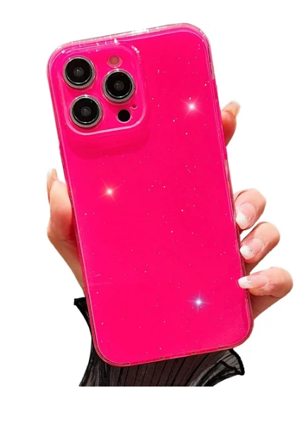 Case for iPhone 14 Pro Max,Super Cute Vibrant Neon Glitter Shiny Bling Sparkly Glossy Girly Case,Shockproof Slim Camera Protection Case for iPhone 14 Pro Max Phone Case 6.7 Inch,Hot Pink