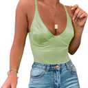 Velius Women's Sexy Metallic Shiny Bodysuit Tank Tops for Night Club Going Out ,Small