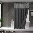 N&Y HOME Waffle Weave Shower Curtain with Snap-in Fabric Liner Set, 12 Hooks Included - Hotel Style, Water-Repellent & Washable, Heavyweight Fabric & Mesh Top Window - 71x72, Graphite Gray