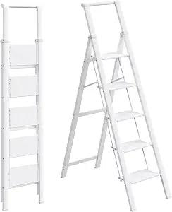 HBTower 5 Step Ladder, Lightweight Aluminum Folding Step Stool
