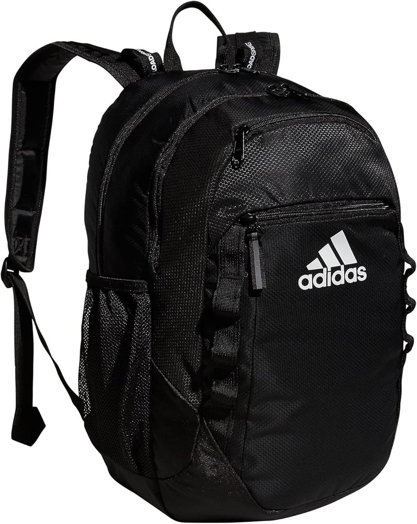 adidas Excel Backpack, Durable Large Athletic Laptop Bag, Black/White/Black, One Size
