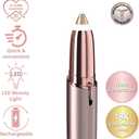 Eyebrow Trimmer for Women, Rechargeable Eyebrow Hair Remover, Painless Electric Razor with 2 x Replacement Heads, Eye Brow and Face Epilator Hair Removal (Rose Gold)
