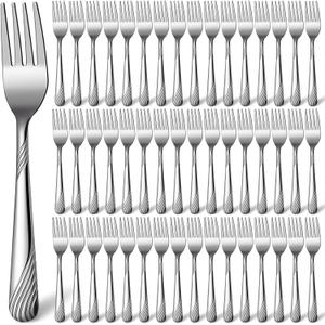 Minatee 100 Pcs Metal Dinner Forks Bulk Set 6.9 Inches Stainless Steel Forks Silverware Mirror Polished Reusable Cutlery for Home Kitchen Restaurant Catering and Commercial Use