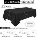 12 Pack Black Tablecloths 60 x 102 Inch Rectangular Table Cloths for Rectangle Tables 6ft, Wrinkle Resistant Black Table Cloth Washable Polyester Fabric for Buffet Wedding Party Banquet
