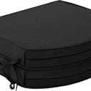 Outdoor Chair Cushions, Fade-Resistant & Water-Resistant, D Shaped Patio Furniture Seat Chair Pads Replacement with Ties, Non-Slip Bottom, Removable Cover, Set of 4, 17 x 16 Inch, Black, 17" x 16" 4 Pack