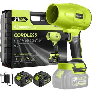 Sakerplus Cordless Leaf Blower, Portable Dust Cleaner Cordless, Handheld Blower, Hand Blowers for Lawn Care, Patio Cleaning, 4.0Ah Battery, Charger Included (2 Battery with Storage Case)