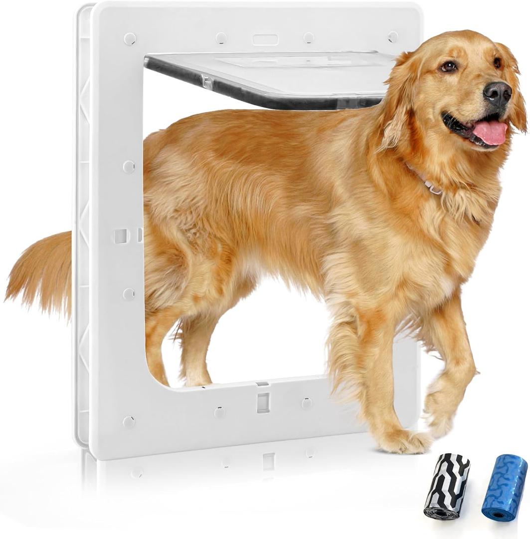 PetSafe Plastic Dog Door - 16.7" x 11.7" Inner Frame for Large Dogs, 2-Way Locks, Durable Frame, White