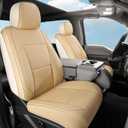 for Ford F150 Seat Covers 2005-2026 & F250 F350 F450 2017-2026 Full Seat Leather Waterproof Trucks Pickup Seat Covers Custom Fit for Ford F150 Accessories, for SuperCrew/CrewCab(XL,XLT), Beige
