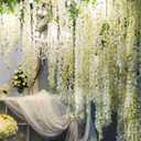 Artificial Wisteria Hanging Flowers Fake Wisteria Flower Garland Silk Vines Rattan Decor for Home Wedding Arch Wall Garden Greenery Bedroom Outdoor Office Party Decoration (36, White)