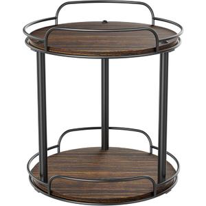 LAMU 9'' Wood Lazy Susan Turntable Organizer for Cabinet, 2 Tier Lazy Susan Spice Rack Organizer for Kitchen, Table Top, Countertop, Pantry, Medicine Organizer