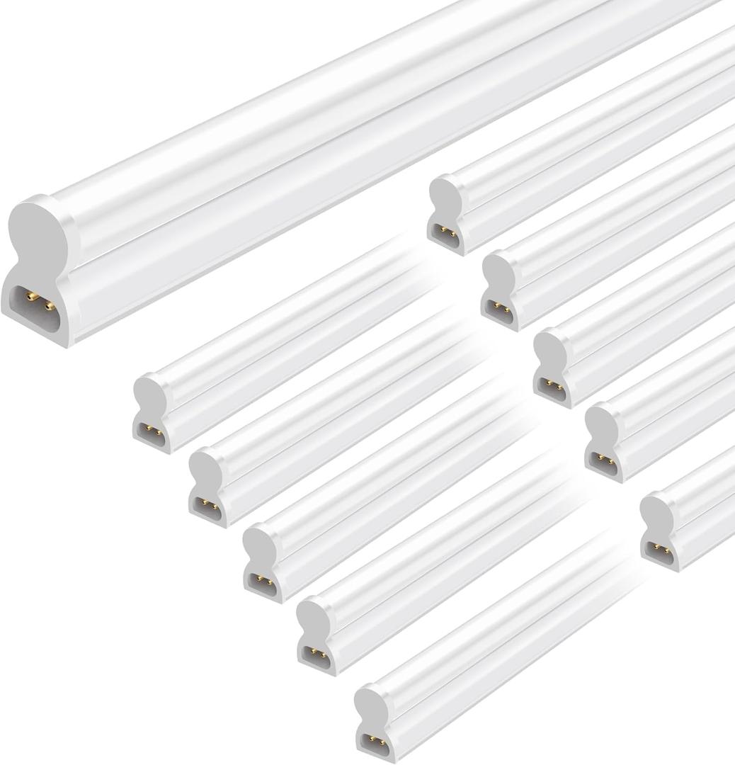 hykolity 10 Pack LED Shop Light 4FT, T5 Integrated Single Fixture, 22W, 2200LM, 6500K Super Bright White, Linkable Shop Light, Utility Shop Lights, Corded Electric with Built-in ON/Off Switch