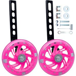 Training Wheels for Bicycle, Flash Mute Wheel Compatible for Bikes of 12-20 Inch 1 Pair (Pink)