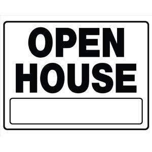 Hillman 840062 Open House Sign with Space for Fill In includes H-Wire Frame Mounting Bracket, White and Black Corrugated Heavy Duty Plastic, 20x24 Inches 1-Sign