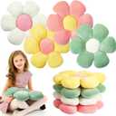 Reginary 4 Pcs Flower Floor Pillows Cute Plush Flower Throw Pillows Daisy Floor Seat Cushion Chair Pads for Back to School First Day of School for Sofa Couch Bed Decor(15 Inch,Light Color)