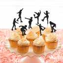 6 x Ercadio 24 PCS Roller Skate Cake Topper Girl in Roller Skating Cake Toppers Retro Hip Hop Theme Party Cake Decoration for Boys or Girls 80s 90s Skating Theme Party Decorations Black