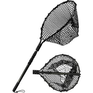 Rubber Coated Fishing Landing Net with Telescoping Handle, Foldable, Black