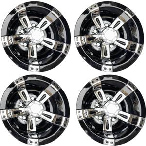 Dr.Acces Golf Cart 8" Wheel Covers Hub Caps W/Chrome Spokes for EZGO Cub Car Yamaha Golf Cart Set of 4pcs