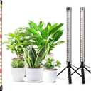 2 Pack Grow Lights for Indoor Plants, Height Adjustable with On/Off Switch and Timer, Vertical Plants Grow Light for Indoor Plant Growth and Flowering