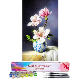 Artsy Etta Paint by Number for Adults Beginners with Letters - Adults' Paint-by-Number Kits - Paint by Numbers Flowers - Easy DIY Acrylic Painting on Canvas, Sip & Craft Art Set