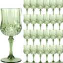 Plastic GlassesPlastic Goblets Vintage Style Cordial Drinking Glasses for Wedding Reception, Grand Event Party Supplies (24, New Green)