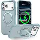 CHAOFEnG Magnetic Compatible with iPhone 17 Pro Max Case with Stand [Military Grade Drop Tested][Compatible with Magnet] Ring Translucent Slim Hard Back Soft Edge, Green