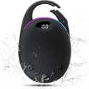 Portable Mini Bluetooth Speaker with HD Sound, LED Power Display, Big Pro Sound with Punchy Bass,Integrated Carabiner, 25H Playtime, Colorful RGB Lights, TWS pairing,Outdoor/Party/Travel, Gift Ideas (Black)